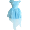 Asymmetric Off-Shoulder Tulle Dress in Light Blue