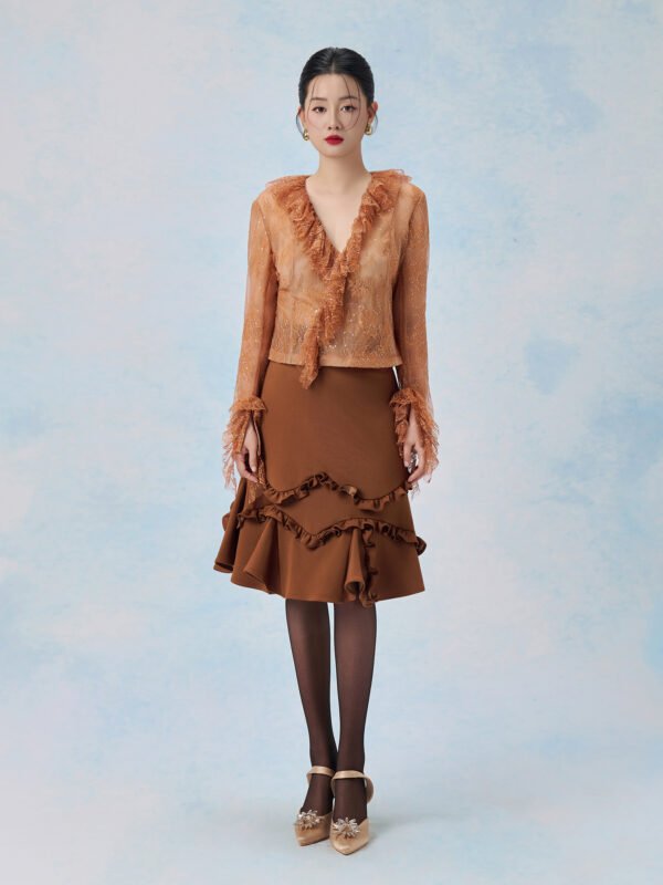 Cocoa Swirl Ruffle Skirt - Image 3