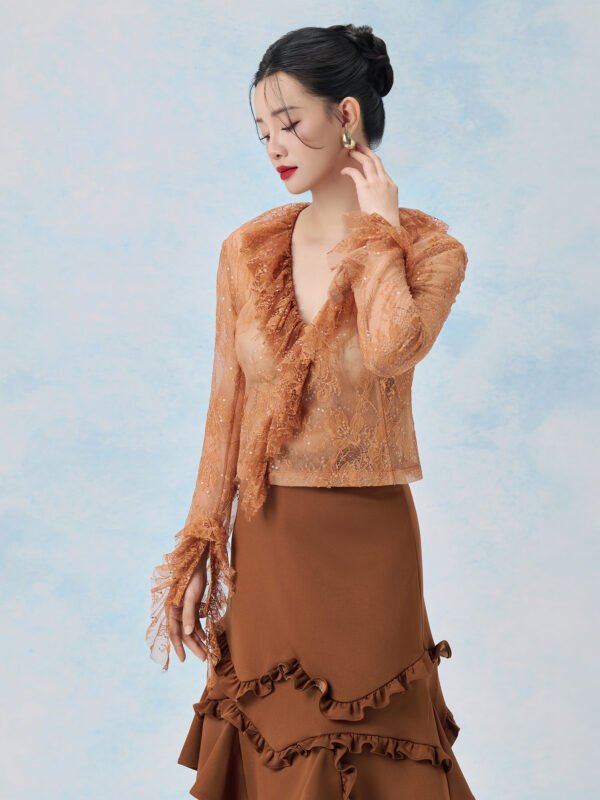 Cocoa Swirl Ruffle Skirt - Image 4