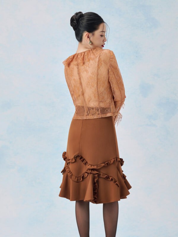 Cocoa Swirl Ruffle Skirt - Image 5