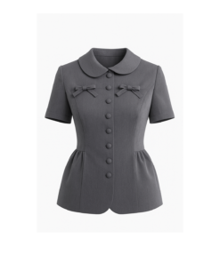 Alternative view of Ember Peplum Peter Pan Collar Polycotton Top