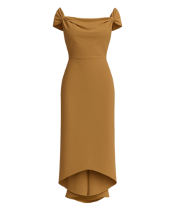 Alternative view of Maeve Sheath Off-Shoulder Khaki Silk Midi Dress