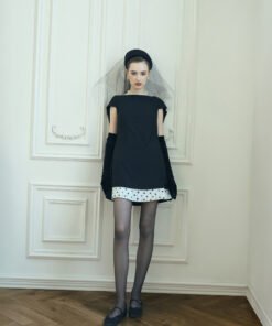 Louisa Trapezoid Flower Applique Organza Mini Dress