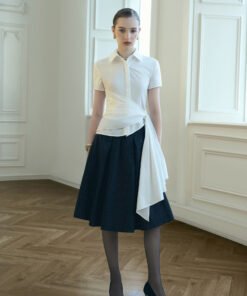 Opal Asymmetric Extended Flap Poplin Shirt