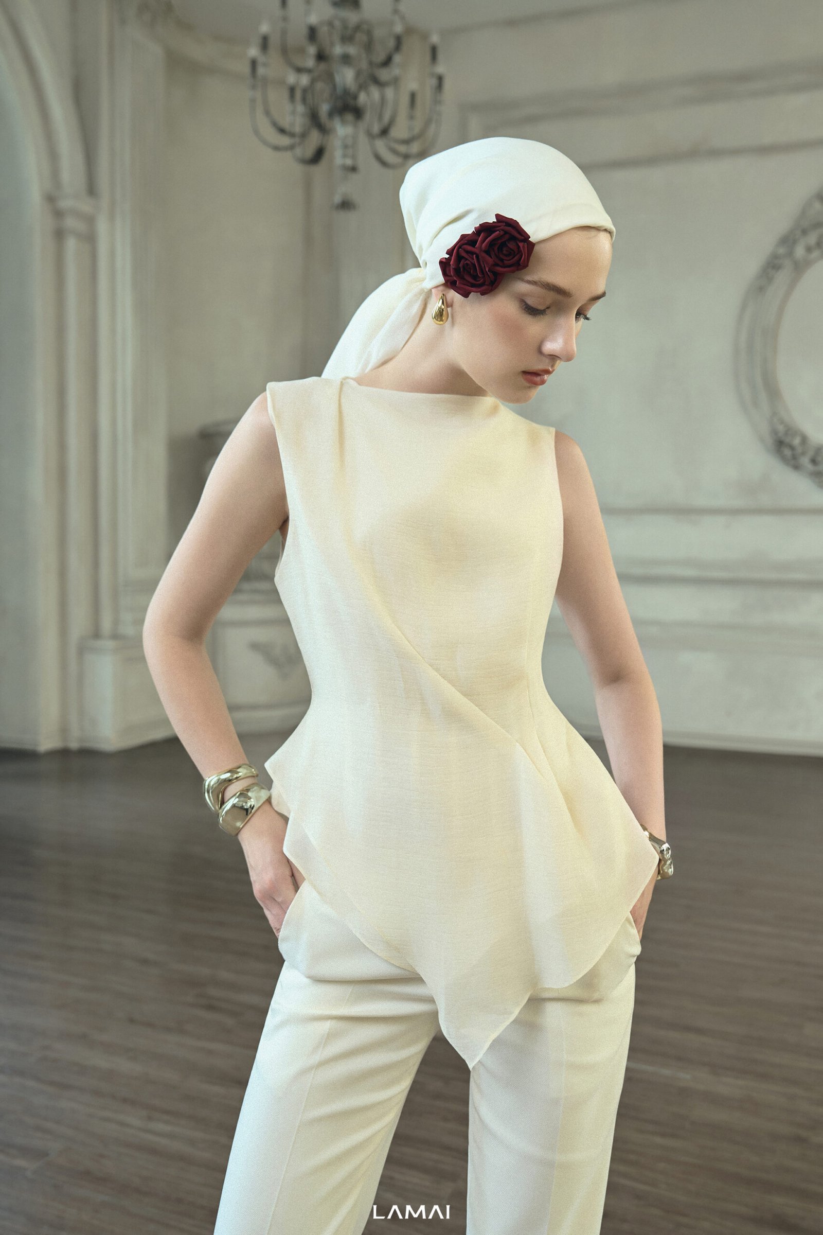 Jayda Peplum Sleeveless Organza Top - Image 4