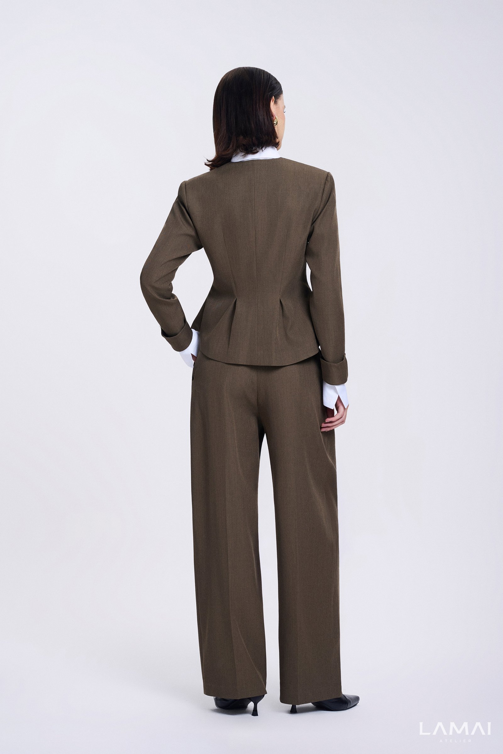 Colette Peplum V-Neck Twill Jacket - Image 5