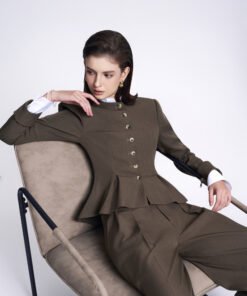 Colette Peplum V-Neck Twill Jacket