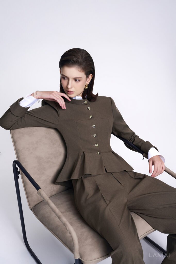 Colette Peplum V-Neck Twill Jacket