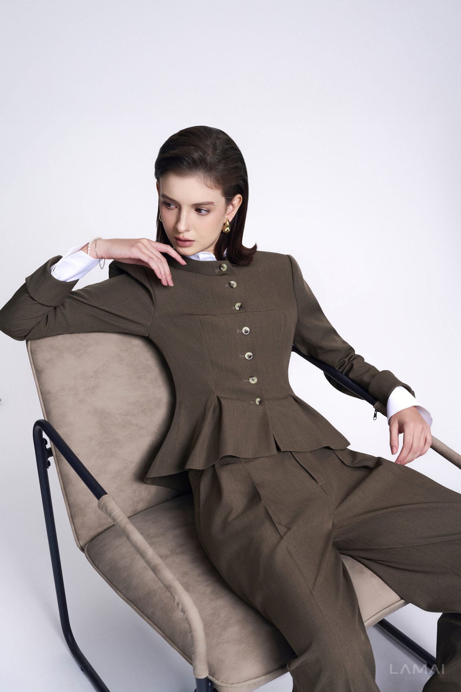 Colette Peplum V-Neck Twill Jacket
