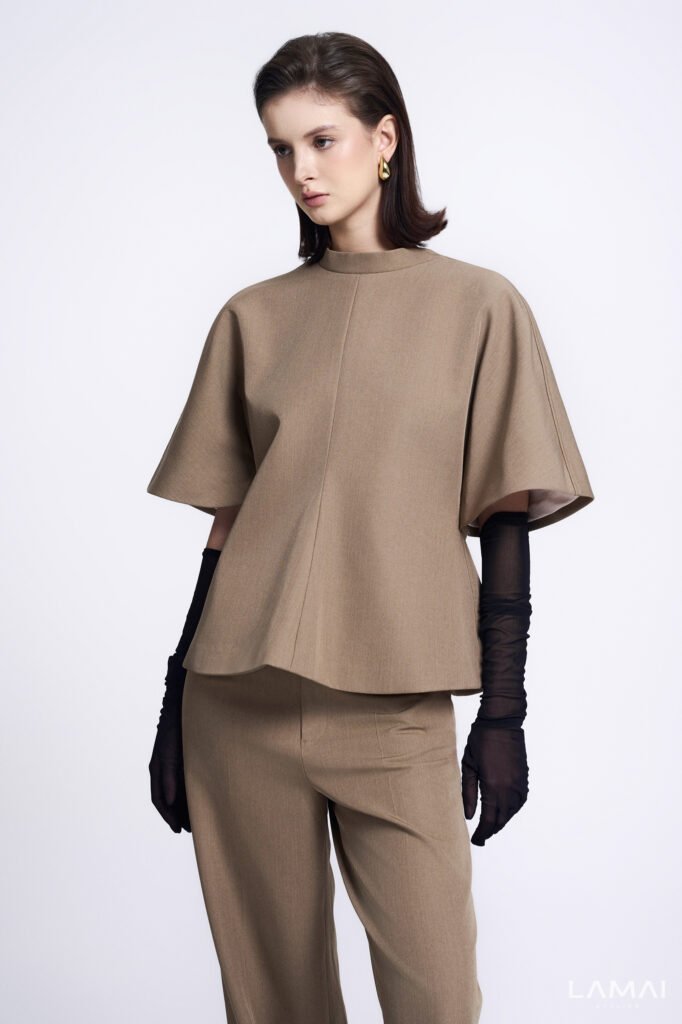 Mara Straight Wide Sleeved Twill Top
