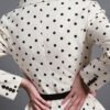 Rhea Peplum V-Neck Silk Cotton Blend Jacket - Image 4