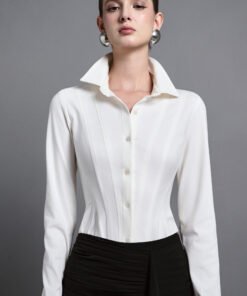 Seren Bodycon Collared Neck Crepe Shirt