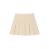 Clara A-line Pleated Khaki Silk Mini Skirt - Image 2
