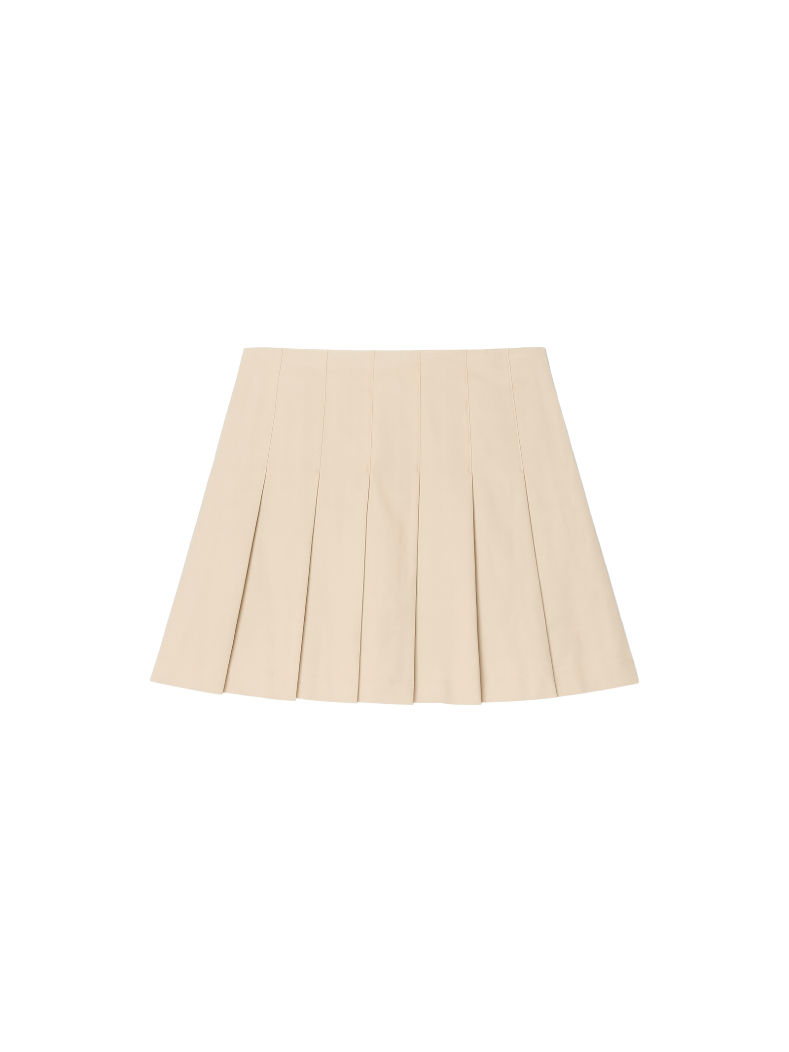 Clara A-line Pleated Khaki Silk Mini Skirt - Image 2
