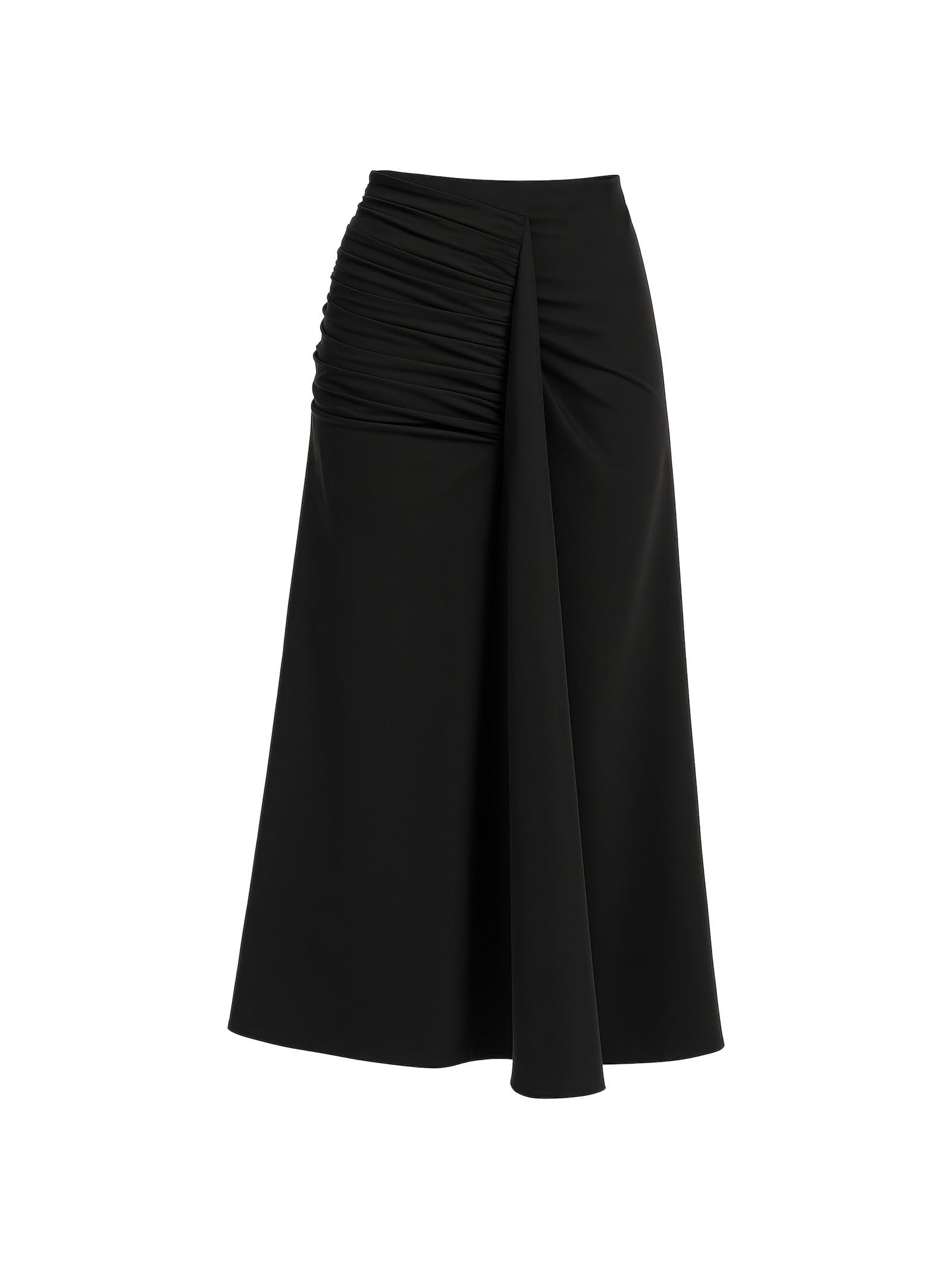 Seren Mermaid Draped Khaki Silk Maxi Skirt - Image 2