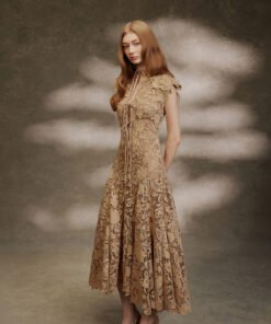 Selene Latte Applique Midi Dress
