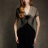 Noir Velvet V-Neck Midi Dress - Image 3