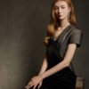 Noir Velvet V-Neck Midi Dress - Image 4