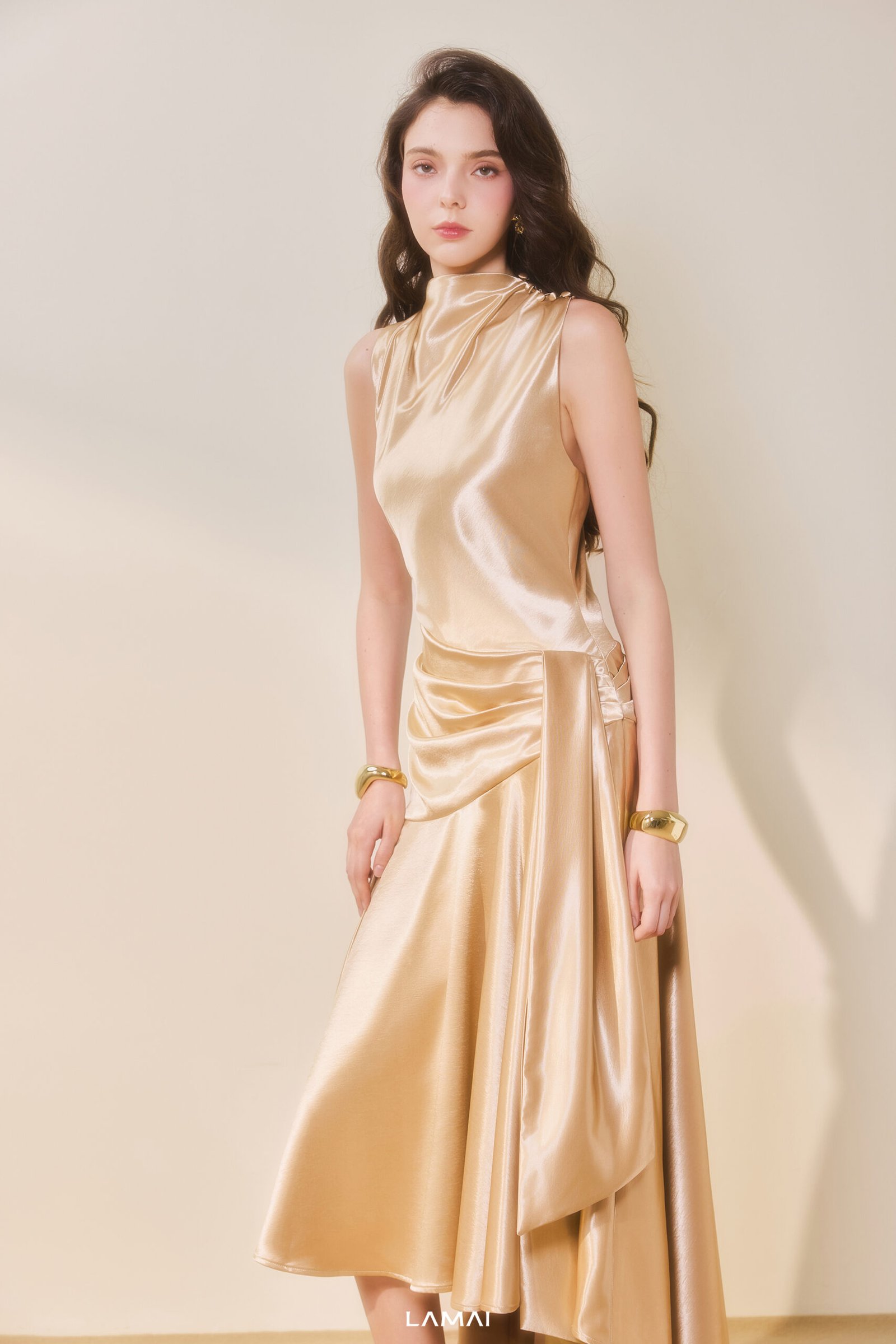 Golden Hour V-Neck Midi Dress - Image 3
