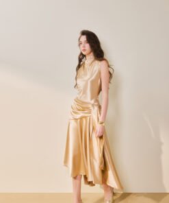 Golden Hour V-Neck Midi Dress