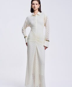 Elise Sheath Gathered Lace Maxi Dress