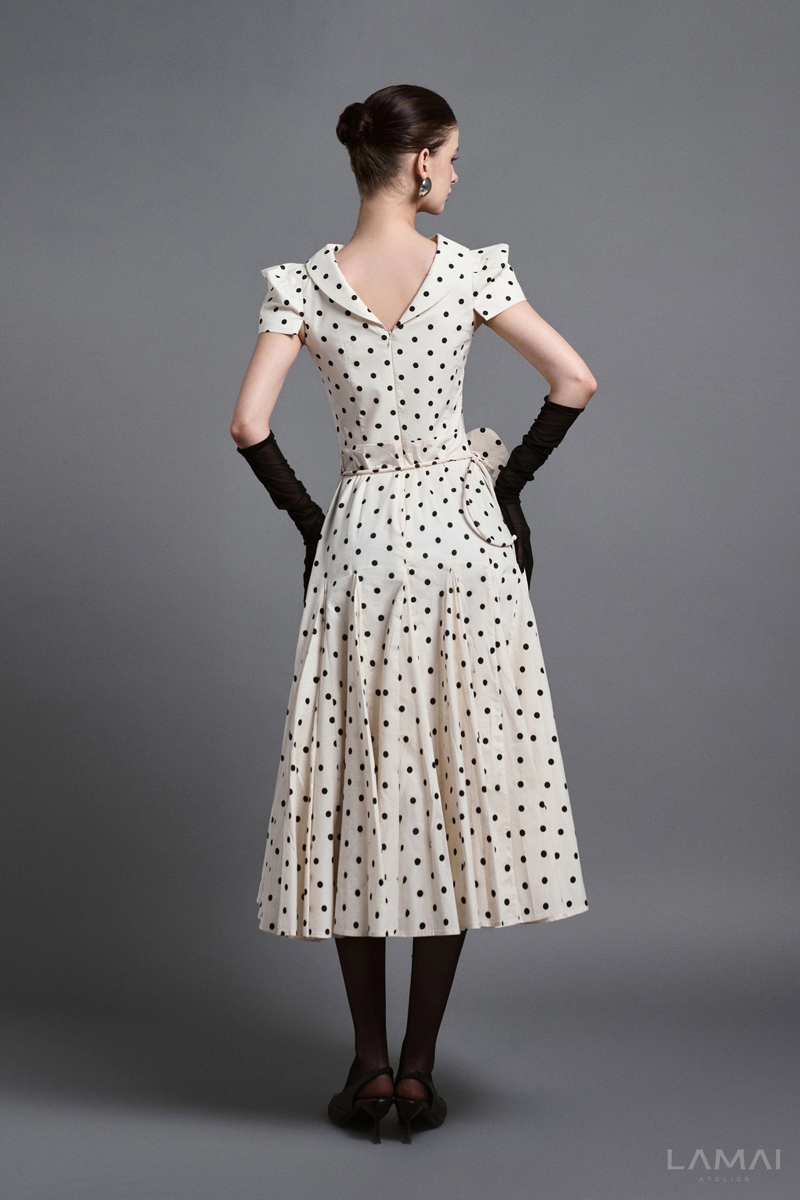 Tess A-line Boat Neck Polycotton Midi Dress - Image 5