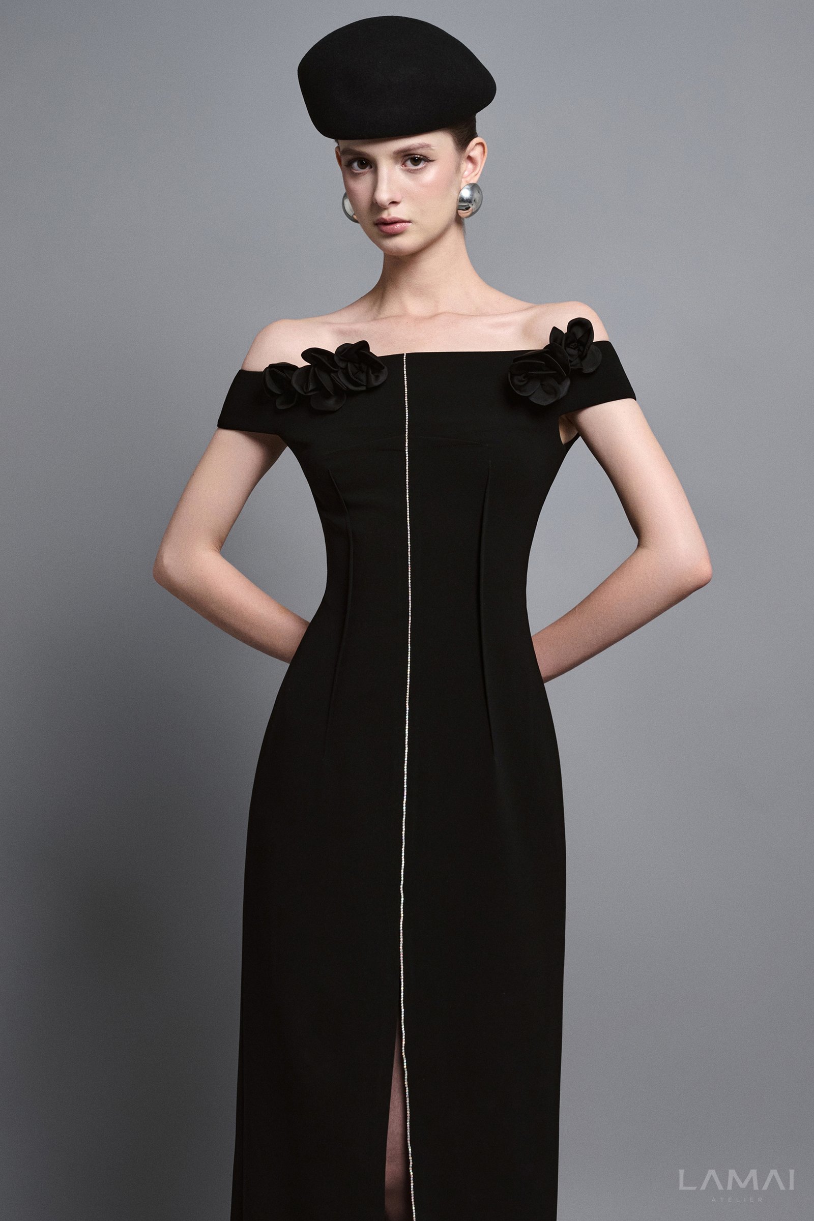 Evel Sheath Off-Shoulder Twill Midi Dress - Image 6