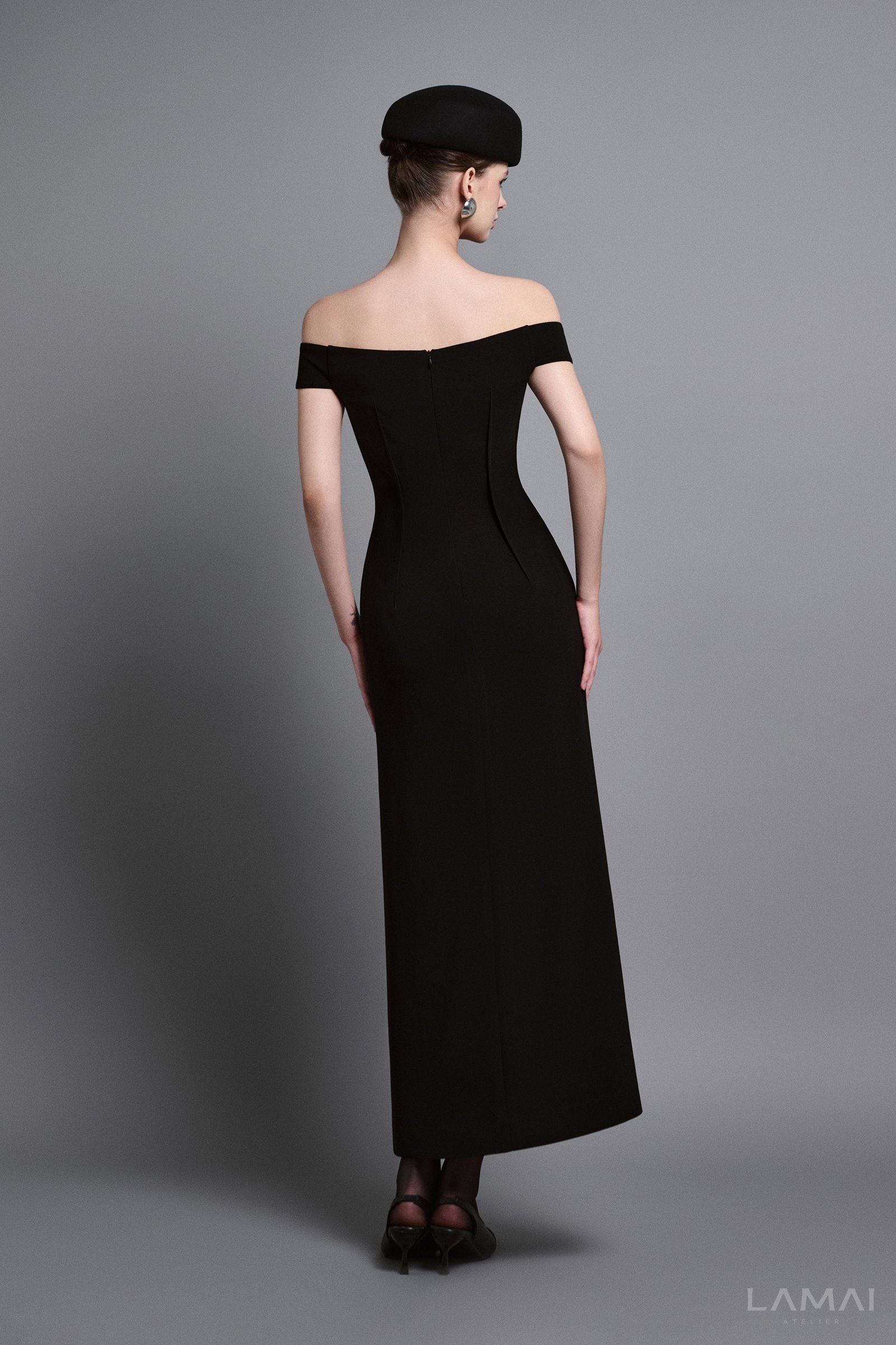 Evel Sheath Off-Shoulder Twill Midi Dress - Image 7