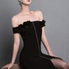 Evel Sheath Off-Shoulder Twill Midi Dress - Image 4