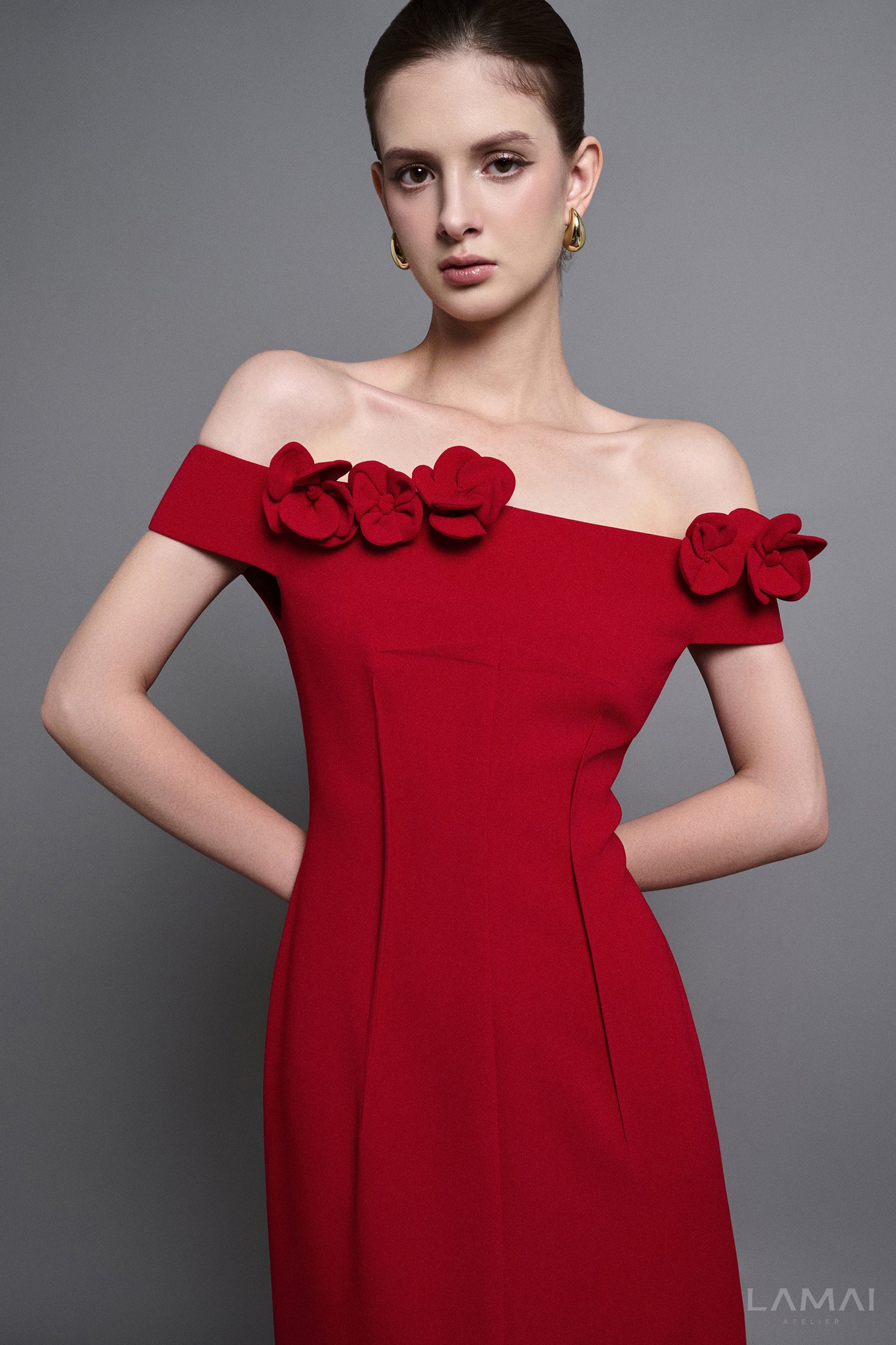 Evel Sheath Off-Shoulder Twill Midi Dress - Image 10