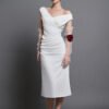 Ames Sheath Draped Cotton Midi Dress