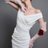 Ames Sheath Draped Cotton Midi Dress - Image 3
