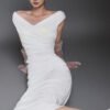 Ames Sheath Draped Cotton Midi Dress - Image 6