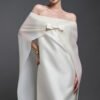 Solenne Straight Cape Sleeved Taffeta Maxi Dress - Image 5