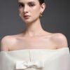 Solenne Straight Cape Sleeved Taffeta Maxi Dress - Image 3