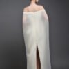 Solenne Straight Cape Sleeved Taffeta Maxi Dress - Image 8