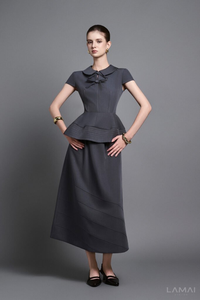 Anouk A-line Twill Midi Skirt