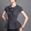 Anouk Peplum Peter Pan Collar Twill Top
