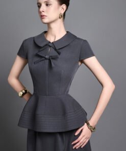 Anouk Peplum Peter Pan Collar Twill Top