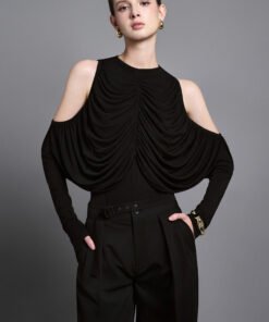 Ira Blouson Cold Shoulder Sleeved Cotton Top