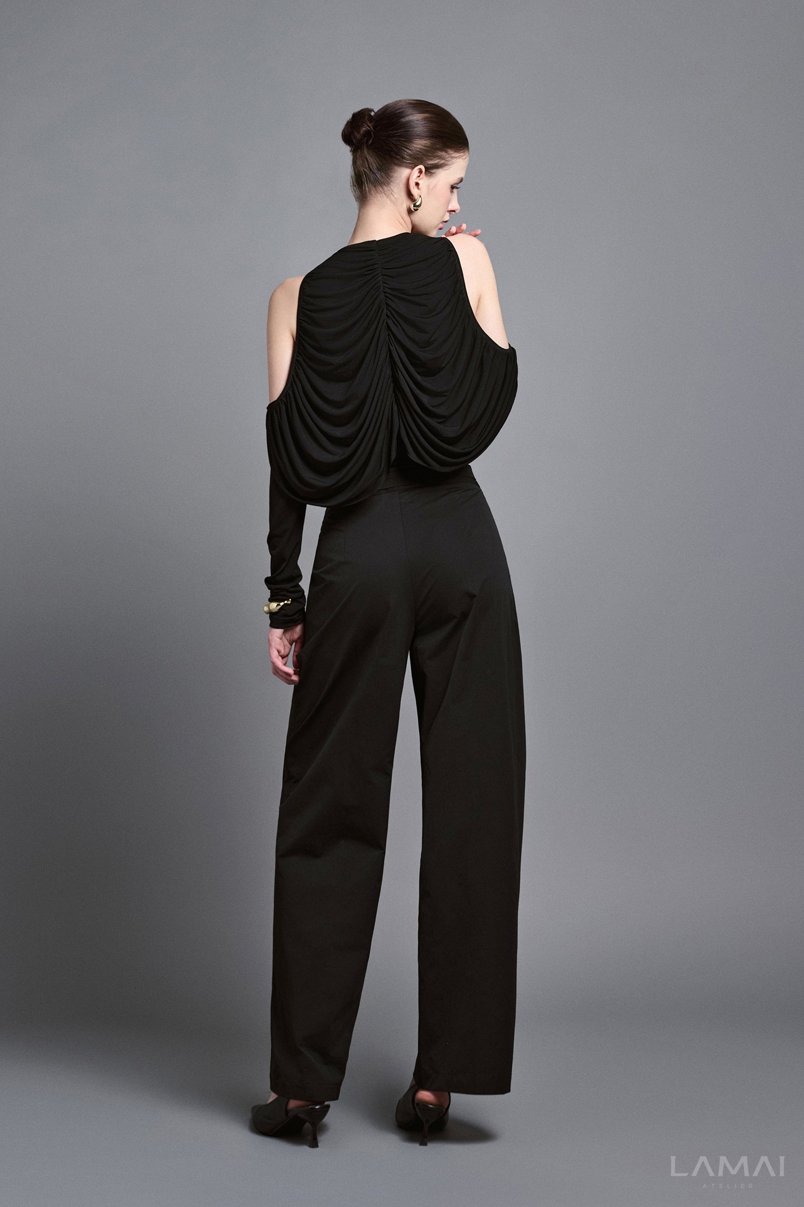 Ira Blouson Cold Shoulder Sleeved Cotton Top - Image 5