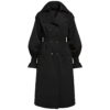 Arden Straight Patch Pocket Khaki Silk Knee-length Trench Coat - Image 2
