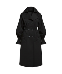 Alternative view of Arden Straight Patch Pocket Khaki Silk Knee-length Trench Coat