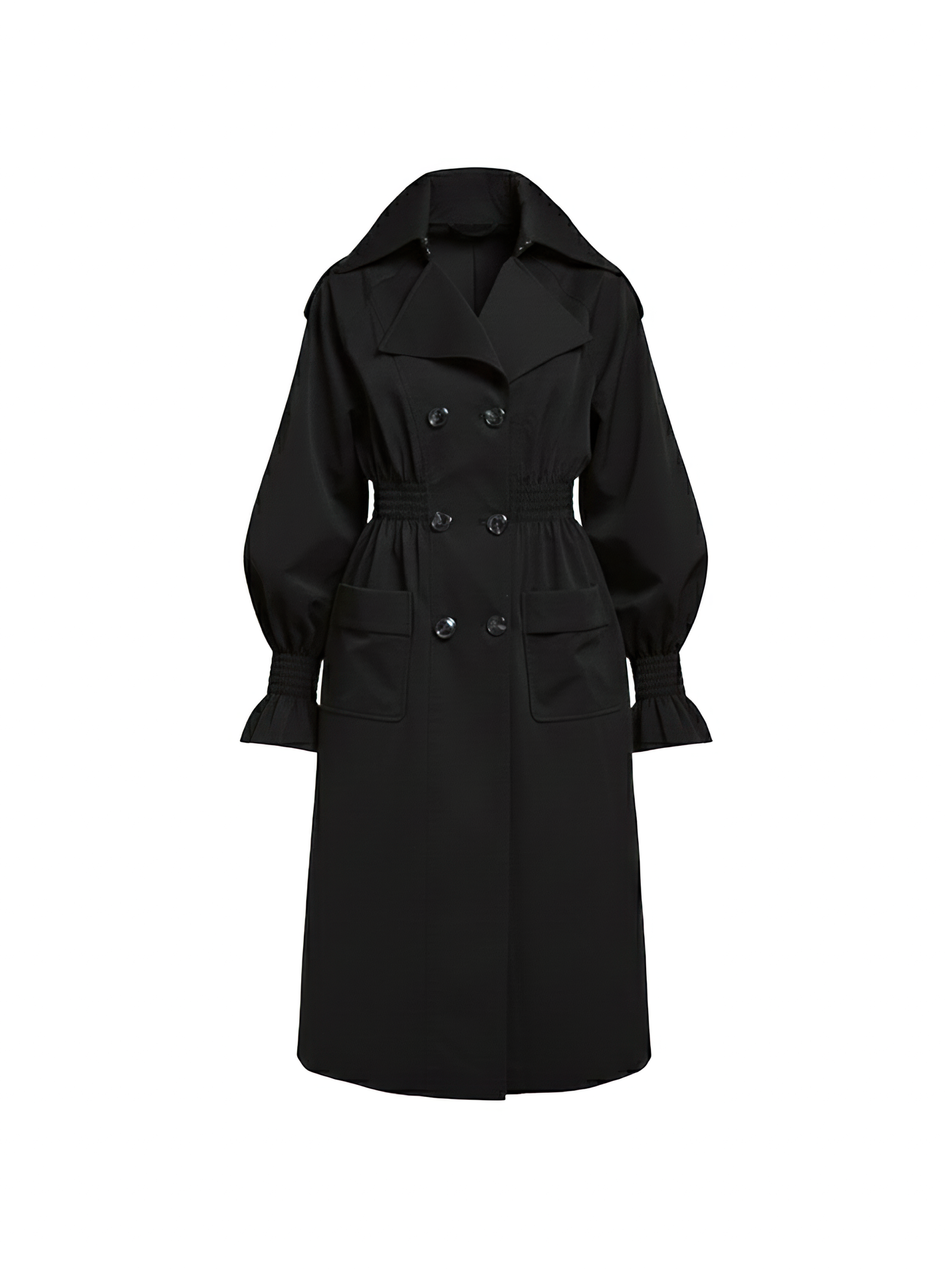 Arden Straight Patch Pocket Khaki Silk Knee-length Trench Coat - Image 2