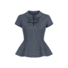 Anouk Peplum Peter Pan Collar Twill Top - Image 2