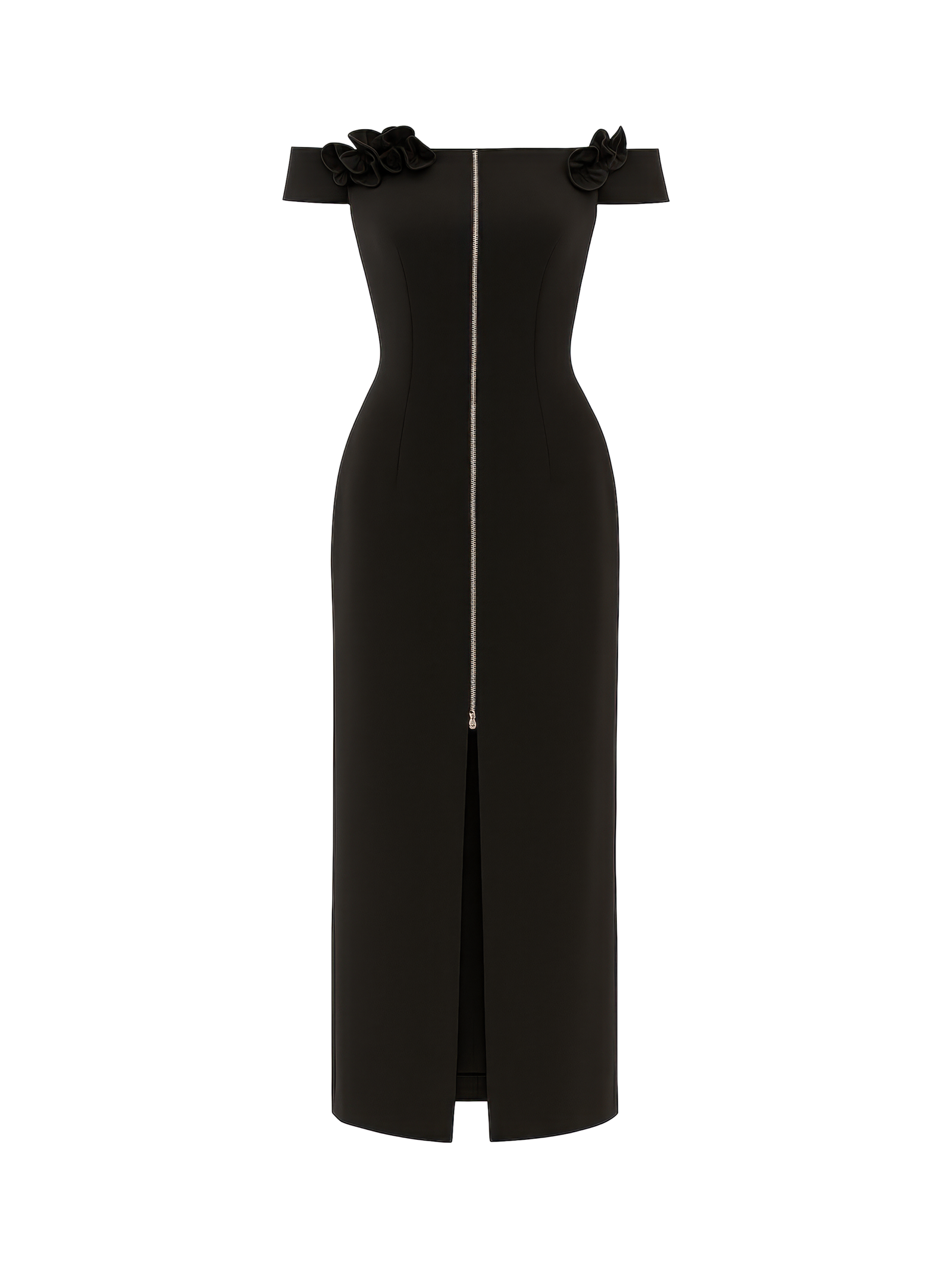 Evel Sheath Off-Shoulder Twill Midi Dress - Image 3