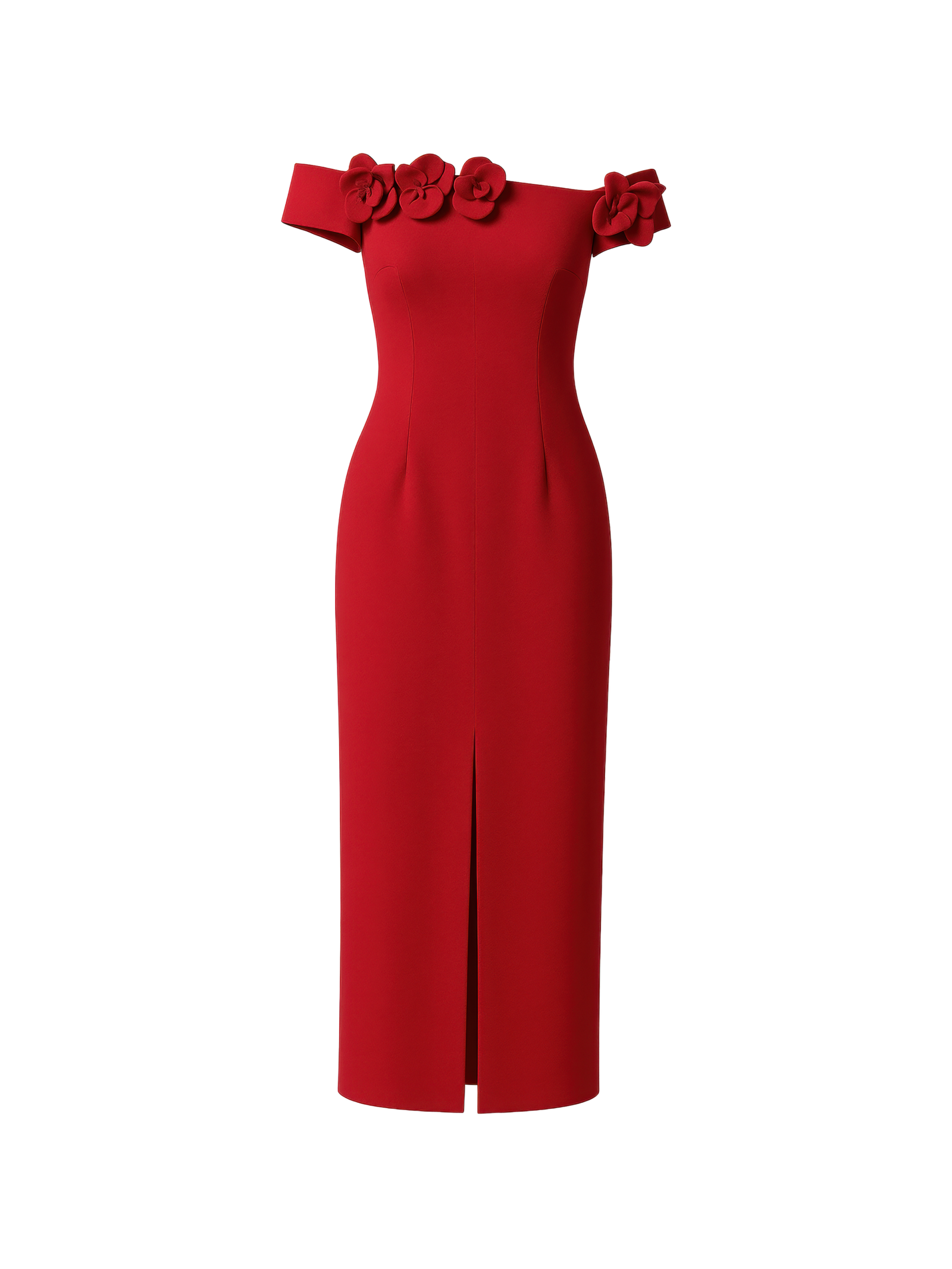 Evel Sheath Off-Shoulder Twill Midi Dress - Image 2