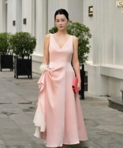 Blush Reverie Draped Midi Dress