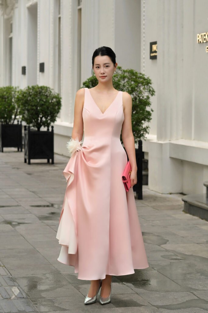 Blush Reverie Draped Midi Dress