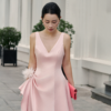 Blush Reverie Draped Midi Dress - Image 5